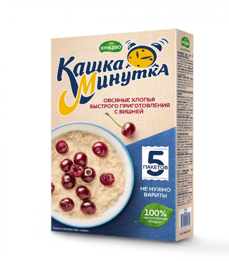 каша со вкусом вишни коробка кашка минутка 185г/16шт