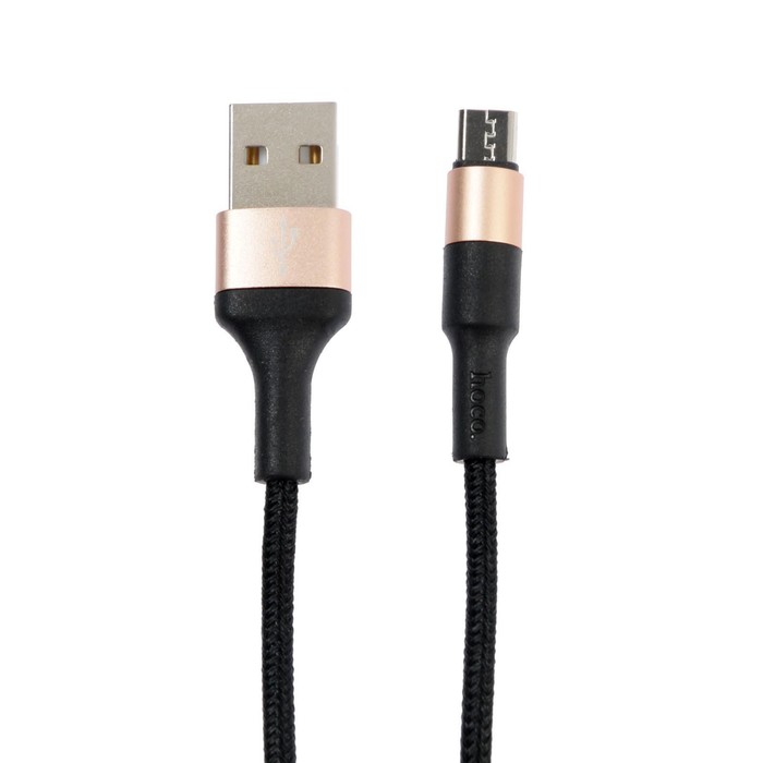 кабель hoco x26, microusb - usb, 2,4а, 1м, нейлоновая оплетка, черно-золотистый