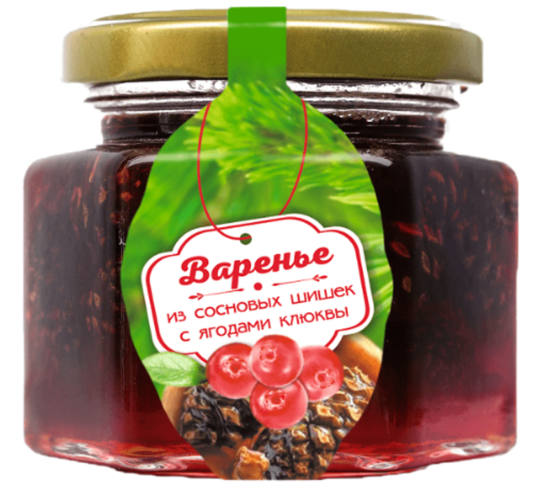 варенье из сосновой шишки с ягодами клюквы 150г