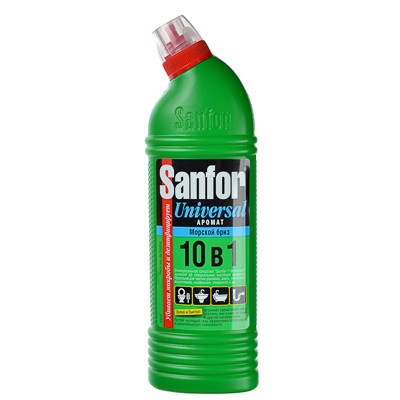 средство для чистки и дезинфекции сантехники универсальное "санфор" 10в1 , морской бриз, 750м, 1543