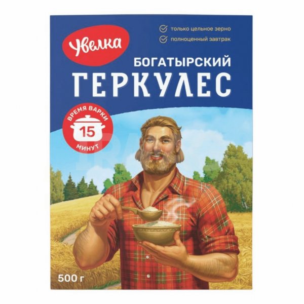 хлопья увелка геркулес богатырский семейный 15мин коробка 500г
