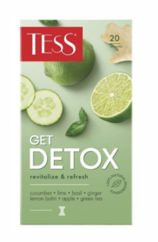 чай тесс гет детокс зеленый, базилик, огурец пак.(12бл*20) ф-акция