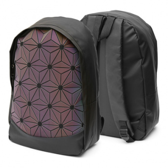 Рюкзак подростковый, 41x29x14см, ПЭ, 1 отд, светоотраж.пластик. передняя панель "хамелеон", черный