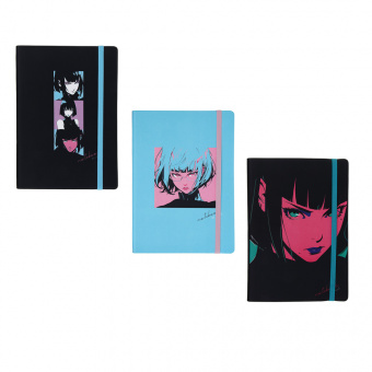 Бизнес - блокнот АНИМЕ А5 192стр гибкая обл иск.кожа цв.срез резинка 2 закладки 3 диз