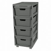 Комод 4 секции Luxe 300X385X690мм серый, на колёсах (1) 433246711 Быт