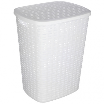 Корзина для белья с откидной крышкой 50л 43х35х53см пластик белый