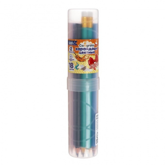 Карандаши Calligrata + 2 ч/г карандаша шестигранные заточен тубус 18 цветов