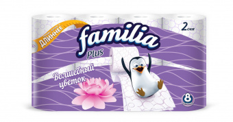 Туалетная бумага Familia Plus Волшебный цветок 2 слоя 8 рулонов