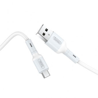 Кабель Hoco X65, microUSB - USB, 2.4 А, 1м, TPE оплетка, белый