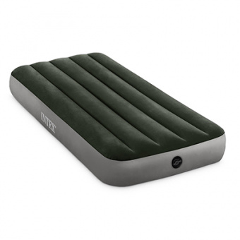 Кровать надувная INTEX DOWNY BED, (fiber-tech), встроенный ножной насос, 76x191x25см, ПВХ, 64760
