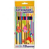Карандаши 12 цветов ClipStudio шестигранные заточ., пластик, в карт.кор. с подвесом