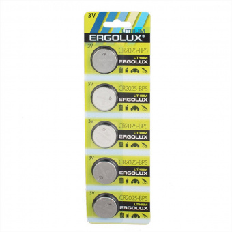 Батарейка ERGOLUX CR2025 BL-5 (CR2025-BP5) 100