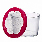 Банка малая бейзик 220 мл с крышкой цв.фуксия