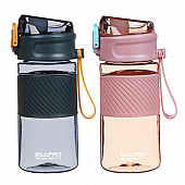 Бутылка спортивная для воды с силиконовым поильником SILAPRO 18,5x8,5см, 500мл, PC, силикон, 2 цвета