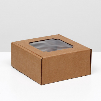 Коробка самосборная, с окном, крафт, 19 х 19 х 9 см 