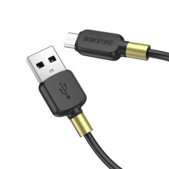 Кабель Borofone BX59 microUSB - USB 2.4А 1м TPE оплётка чёрный