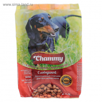 Сухой корм Chammy для собак мелких пород, говядина, 600 г   4129192