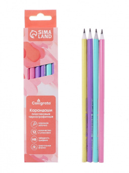 Карандаш чернографитный Calligrata Pastel HB пластик трехгран заточен микс