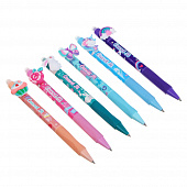 Авторучка гелевая пиши-стирай синяя с кнопкой-фигуркой Девичьи фигурки 6 дизайнов