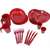 Набор посуды для пикника На шашлычОК рубиновый 4 персоны 21 предмет