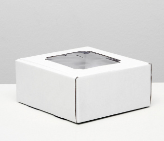 Коробка самосборная, с окном, белая, 19 х 19 х 9 см 
