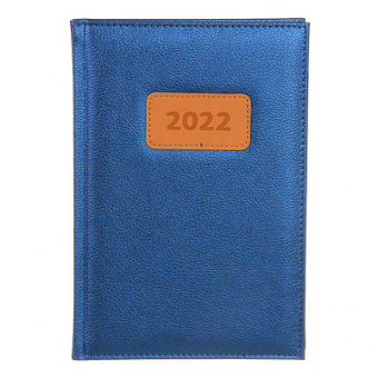 Ежедневник на 2022 "Софт" А5,352стр, твердая обл.с поролоном, аппликация, ПУ, синий металлик