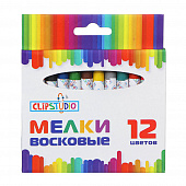 Мелки восковые 12 цветов ClipStudio, 7,8см, на органической основе, в картонной коробке с подвесом