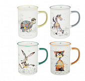 Кружка 350мл, фарфор 4диз MILLIMI Печворк