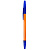 ручка шариковая 0,7мм синяя, корпус оранжевый с синим колпачком, штрихкод на штуке