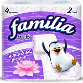 Туалетная бумага Familia Plus Волшебный цветок 2 слоя 4 рулона