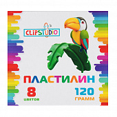 Пластилин 8 цветов ClipStudio 120 грамм, в картонном выдвижном пенале