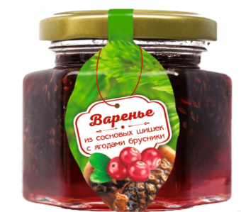 Варенье из сосновой шишки с ягодами брусники 150г