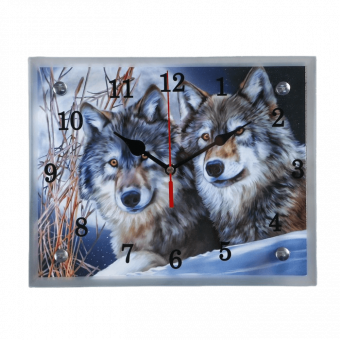 Часы настенные Два волка 20х25 см