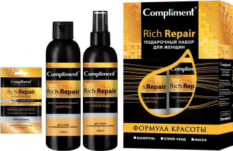 ПН Compliment Rich Repair №1980 (Шампунь д/волос250мл+Спрей д/волос200мл+Саше25мл)