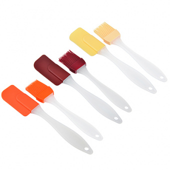 Набор для выпечки 2 предмета (кисточка 17см, лопатка 19см), 3 цвета