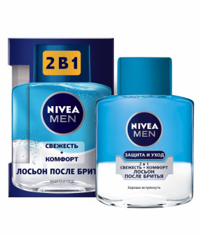 Лосьон после бритья NIVEA Men, 100мл, Защита и Уход/Свежесть и Комфорт/2в1