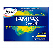 Женские гигиенические тампоны TAMPAX Compak, 16 шт, с аппликатором Regular Duo