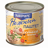 Паштет ГЛАВПРОДУКТ 240г Нежный с куриной печенью ж\б