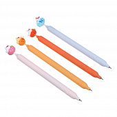 Авторучка гелевая пиши-стирай синяя антискользящий корпус ластик-фигурка Зверята 4 дизайна