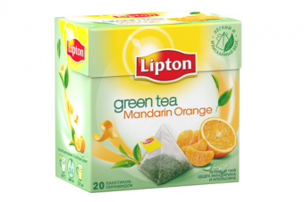 Чай зеленый LIPTON аромат MANDARIN ORANGE TEA с цедрой цитрусовых 20пак