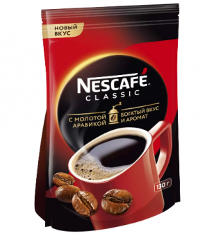 Кофе Nescafe Classic растворимый с добавлением молотой арабики пакет 500г