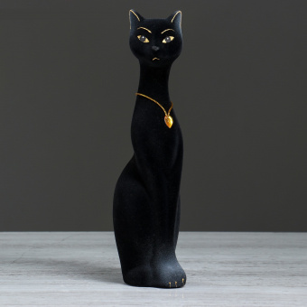 Копилка Кошка Мурка, 28см, флок, чёрная