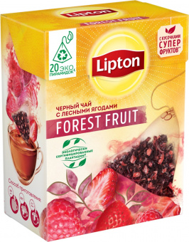 LIPTON ЧАЙ ЧЕРНЫЙ АРОМАТ FOREST FRUIT TEA С КУСОЧКАМИ ЯГОД 12X(20ПИРХ1.7Г)