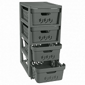 Комод 4 ящика Deluxe 300х385х690 на колесах, серый