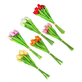 Букет тюльпанов LADECOR 35см, пластик, полиэстер, 7 цветков, 6 цветов