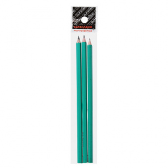 Карандаш чернографитный ClipStudio, 3 штуки, пластик, зеленый корпус, в пакете с подвесом
