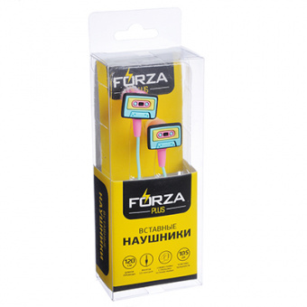 Наушники вставные FORZA, пластик, 96±3dB, 3.5мм, 16Ом, 120 см, 12 дизайнов