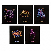 Тетрадь 48 листов в клетку NEON, обложка мелованный картон, 5 видов МИКС