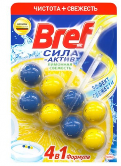 Подвесной блок д/унитаза Сила Актив/Лимонная свежесть Бреф 2х50г